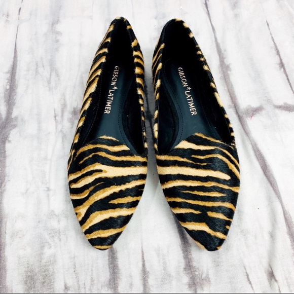 Gibson Latimer Shoes - Gibson Latimer Ellie Tiger Print Calf Hair Flats 8